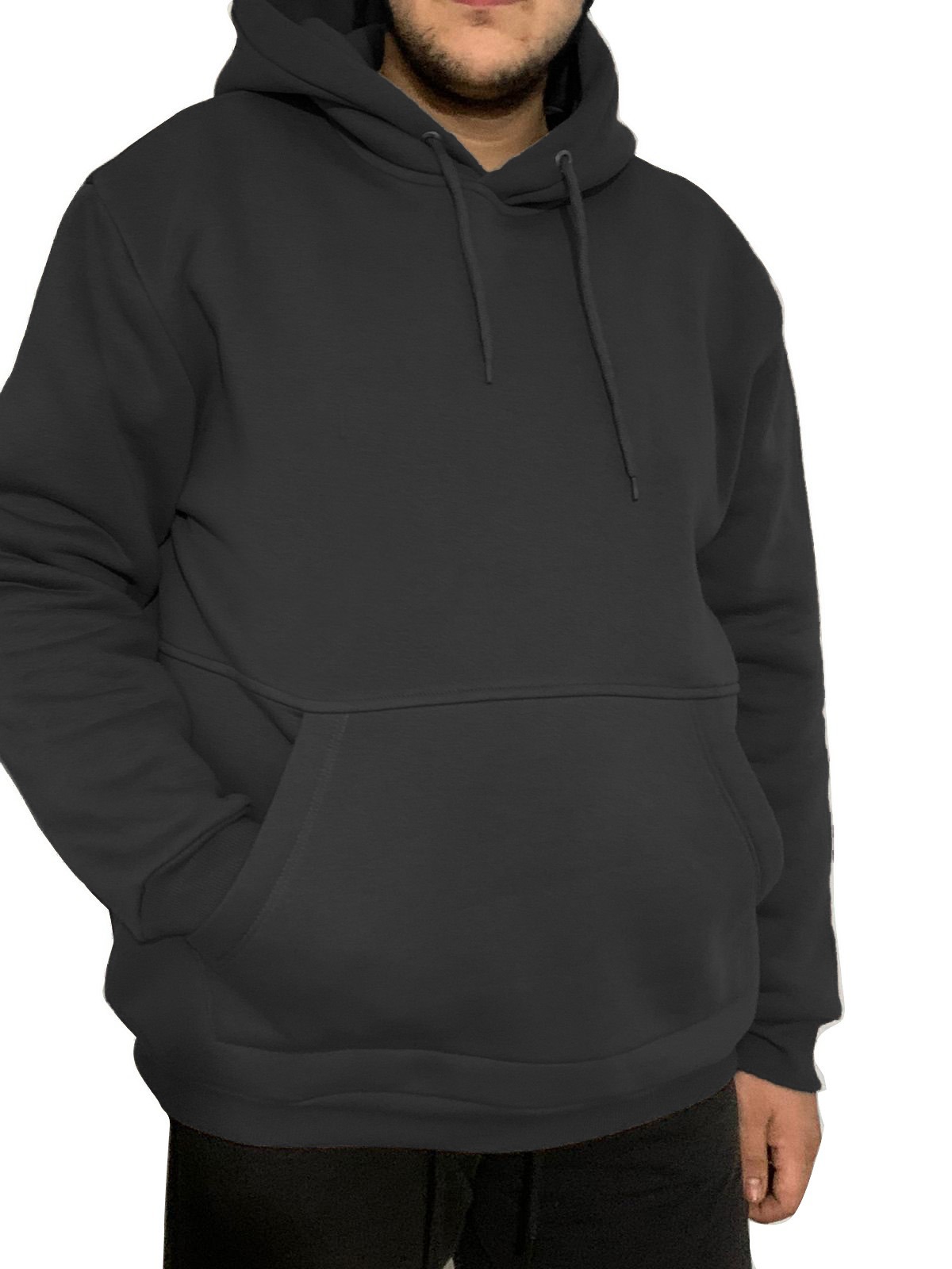 Büyük Beden Kapüşonlu Siyah Sweatshirt